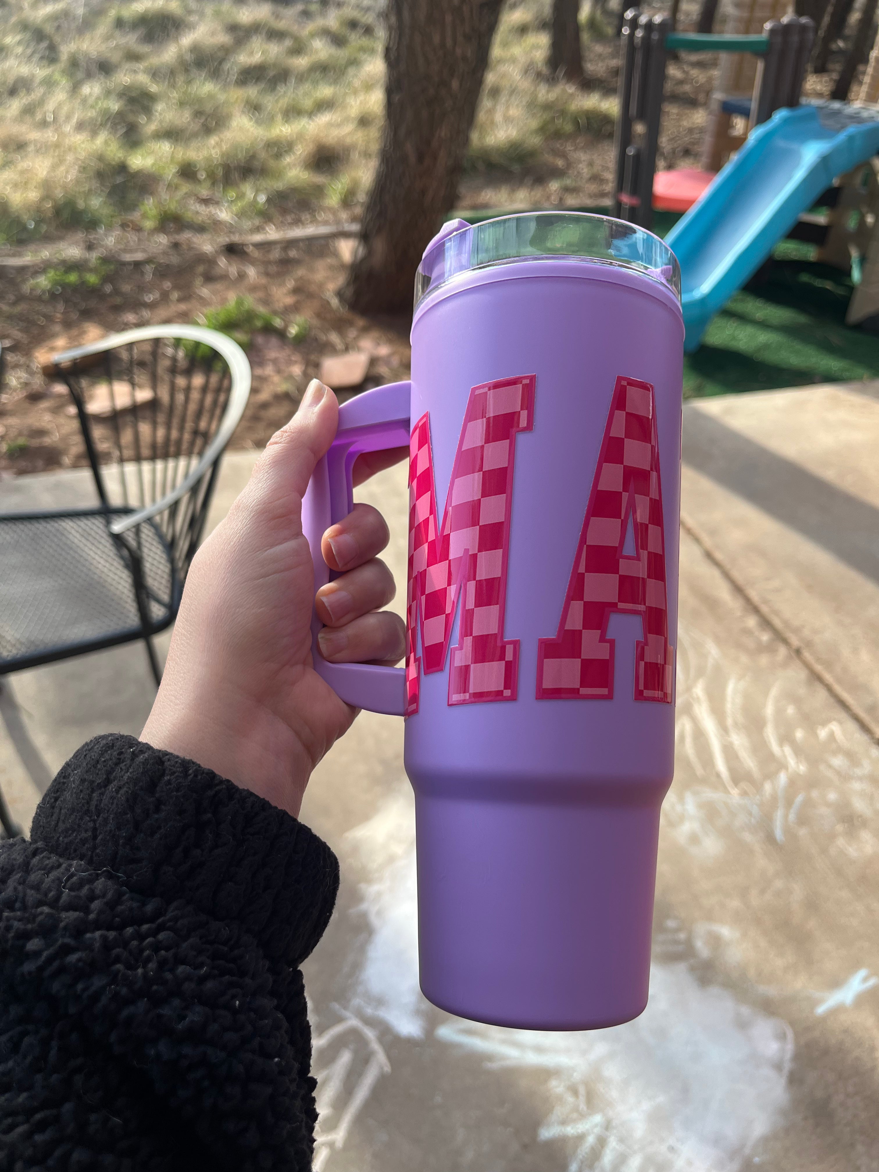 MAMA Checkered Purple 40 OZ Tumbler